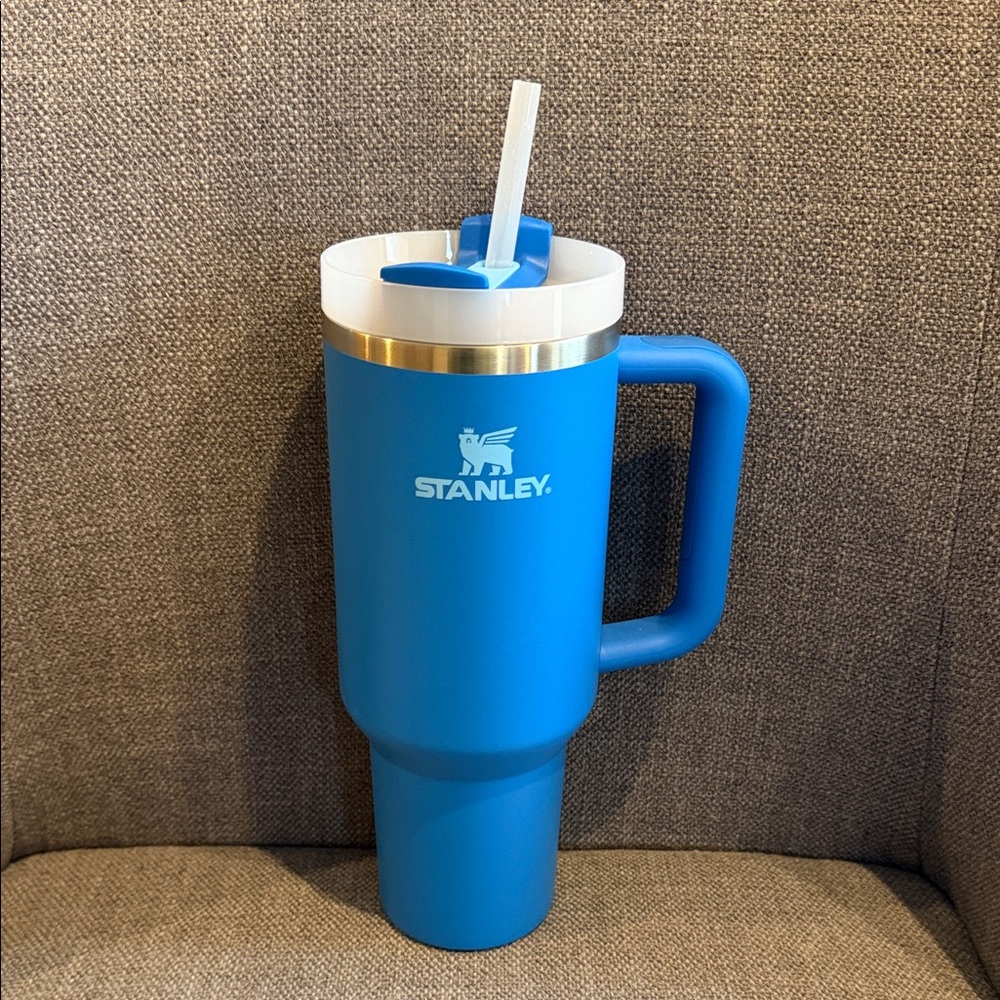 Stanley Blue Mug with Handle and Straw